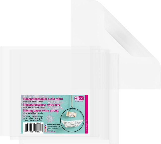 Efco Transparentpapier zum Falten Extra stark in Weiß, 15 x 15 cm - Bild 1