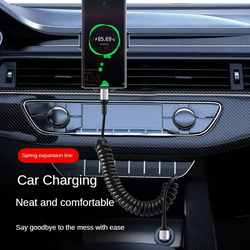 OIITH USB Typ C Schnellladekabel 66 W mit 90 Grad Feder-Design in Schwarz für Samsung und Xiaomi - Bild 4