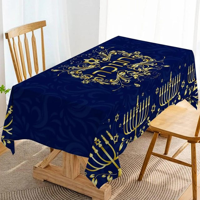 Wasserdichte Hanukkah Tischdecke von JMG Household Supplies in Blau, Rechteckig, B/T: 100 x 160 cm - Bild 1