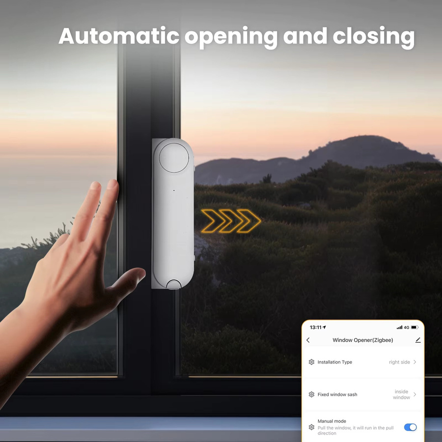 Moes Tuya Zigbee Smart Schiebefenster Automatischer Öffner und Schließer mit Solar-Ladefunktion, Farbe: Weiß, Kompatibel mit Alexa und Google Home - Bild 5