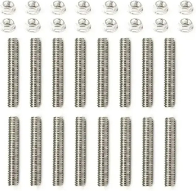 16er Set Sechskant Flansch Anti Lock Muttern und Schrauben aus Edelstahl in Silber für Ford F150 4,6/5,4 L V8 Auspuffkrümmer Header Stud Kit - Bild 1