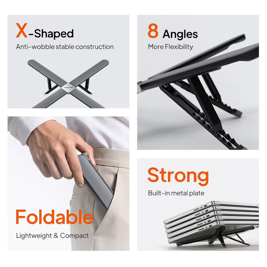 CABLETIME Laptop-Ständer X faltbar mit 8 verstellbaren Winkeln für Laptops von 10 bis 17,3 Zoll und MacBook - Bild 3
