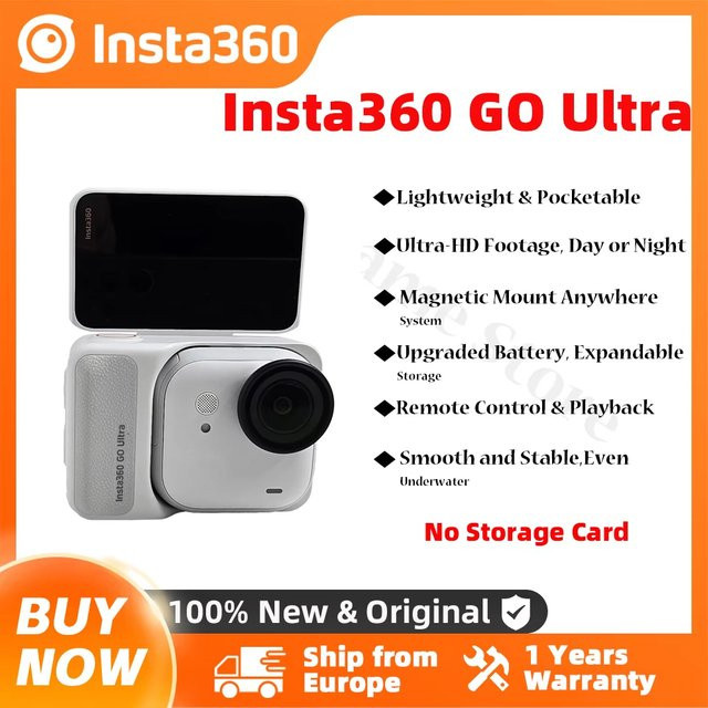 Insta360 GO Ultra Ultra Light POV-Actionkamera in Weiß mit 4K 60fps Ultra-HD und magnetischer FlowState-Stabilisierung - Bild 1