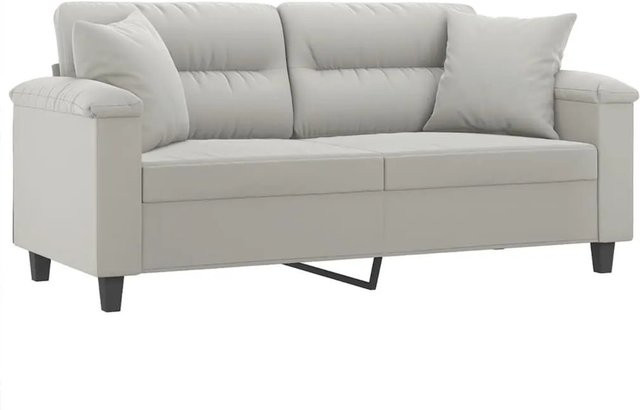 vidaXL 2-Sitzer-Sofa in Hellgrau mit Kissen aus Mikrofasergewebe und Metallrahmen für dein Wohnzimmer - Bild 1