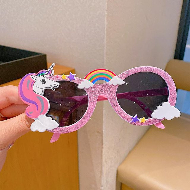 Dote Kinder Sonnenbrille, Cartoon Einhorn, Vollrand, Round, pink - Bild 1