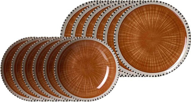 Ritzenhoff & Breker Tafelservice Natura 12-teilig aus Keramik in Braun - Bild 1