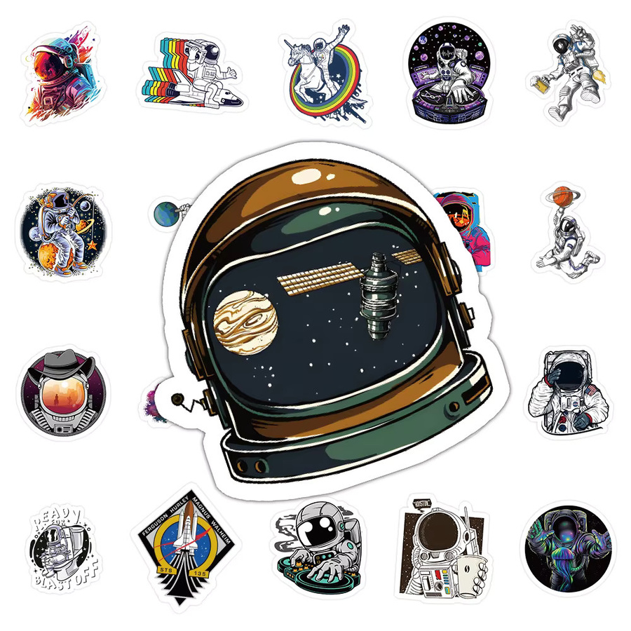 60-teiliges Astronauten Aufkleber-Set aus Papier in Multicolour von Anime Worlds Store - Bild 4