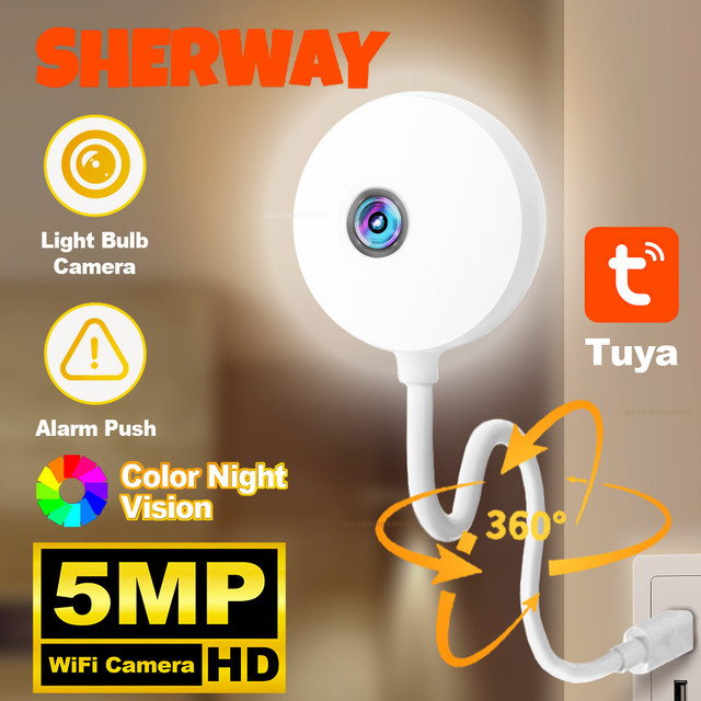 Tuya 5MP Mini WiFi Kamera Indoor 2K Sicherheit Kamera in Weiß mit AI Auto Tracking für Baby Monitor und IP Überwachung - Bild 1