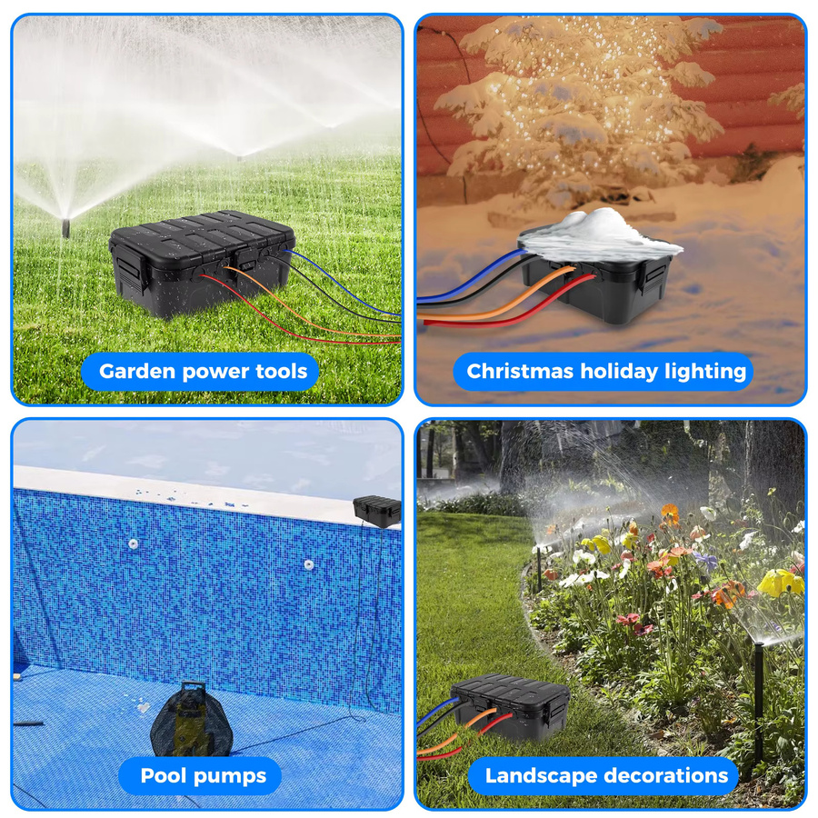 Wasserdichte elektrische Außenbox Außenstrom Cor, IP54 wetterfest, Schwarz, B/T/H: 34,5 x 24,0 x 12,0 cm - Bild 4