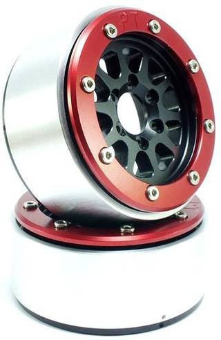 Metsafil 1:10 Crawler Felgen Gear aus Aluminium, Schwarz-Rot, 1 Paar - Bild 1