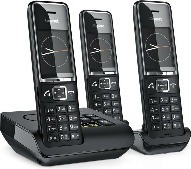 Gigaset Comfort 550A Trio Schnurloses Telefon Set mit Anrufbeantworter und Freisprecheinrichtung in Schwarz/Silber - Bild 2