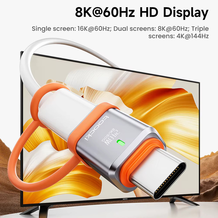 Toocki USB4.0 OTG-Adapter 240W mit 8K@60Hz und 80Gbps, 90-Grad-Typ-C-Konverter für MacBook, Laptop und Mobiltelefon - Bild 4
