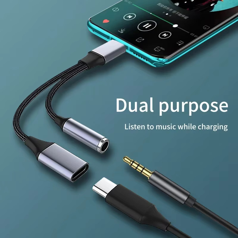 OLOEY 2-in-1 USB-C auf 3,5mm AUX Audio-Adapterkabel mit 60W PD Schnellladefunktion für Xiaomi und Huawei - Bild 4