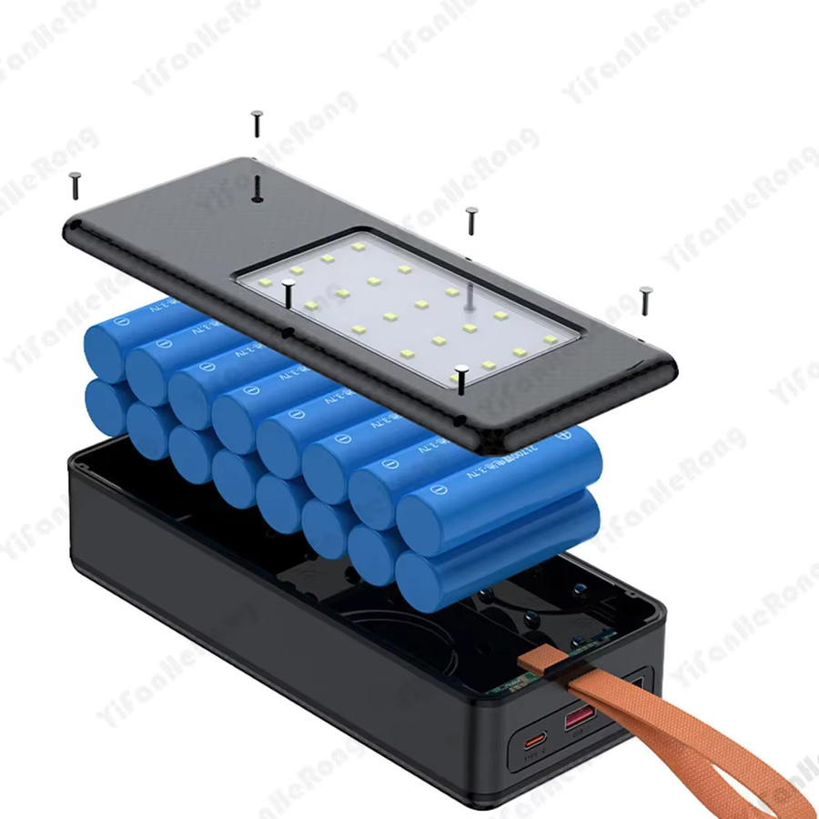 YiFanHeRong DIY K16 21700 Powerbank-Gehäuse Kit mit Schnellladung QC3.0/QC2.0 AFC/FCP/SCP 22,5W+15W und kabellosem Laden in Schwarz mit USB-C - Bild 3