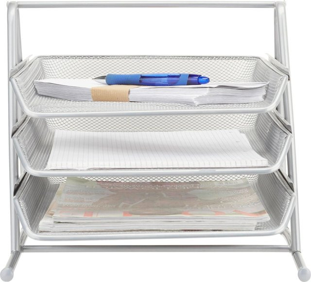Mömax Briefablage aus Metall in Weiß und Silber, B/T/H: 29,5 x 29,5 x 3,0 cm - Bild 1