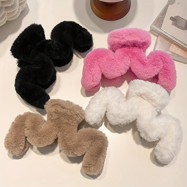 Haarspangen Plüsch-Klauen, 2er-Pack, schwarz - Bild 1