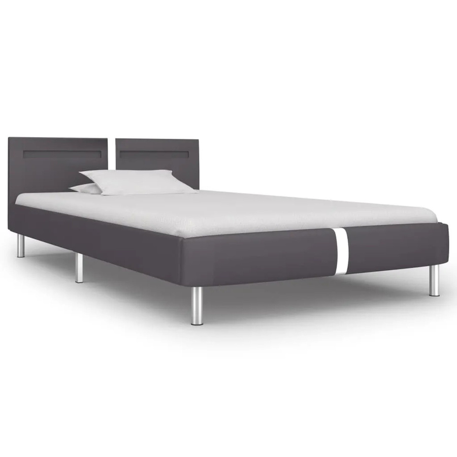 vidaXL Bettgestell mit LED in Grau aus Kunstleder, B/T/H: 90 x 200 cm - Bild 2