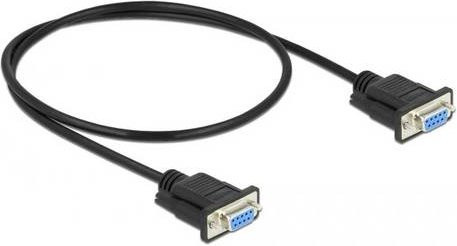 Delock Seriell Anschlusskabel mit 1x RS232-Buchse zu 1x RS232-Buchse, Schwarz, Länge: 0,5 m - Bild 1