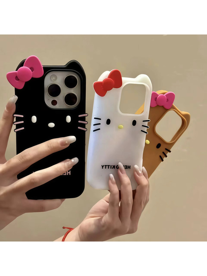 Sanrio Hello Kitty Handyhülle aus weichem Silikon in Schwarz für iPhone 11 bis iPhone 17 Pro Max, stoßfeste Cartoon-Schutzhülle - Bild 5