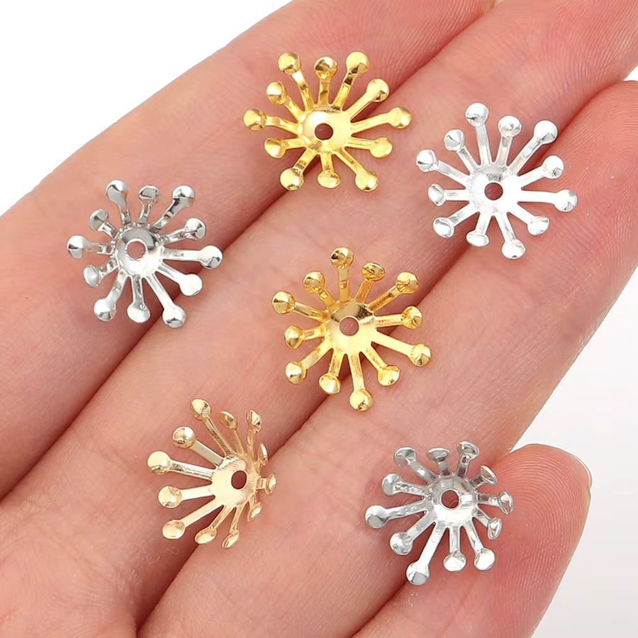 louleur Perlenkappen Blumen, Metall-Eisen, 13mm, 100 Stück - Bild 2