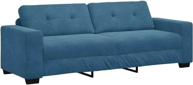 vidaXL Modernes Samtsofa in Blau mit Kissen und Armlehnen B: 221 cm, H: 78 cm, T: 80 cm - Bild 1