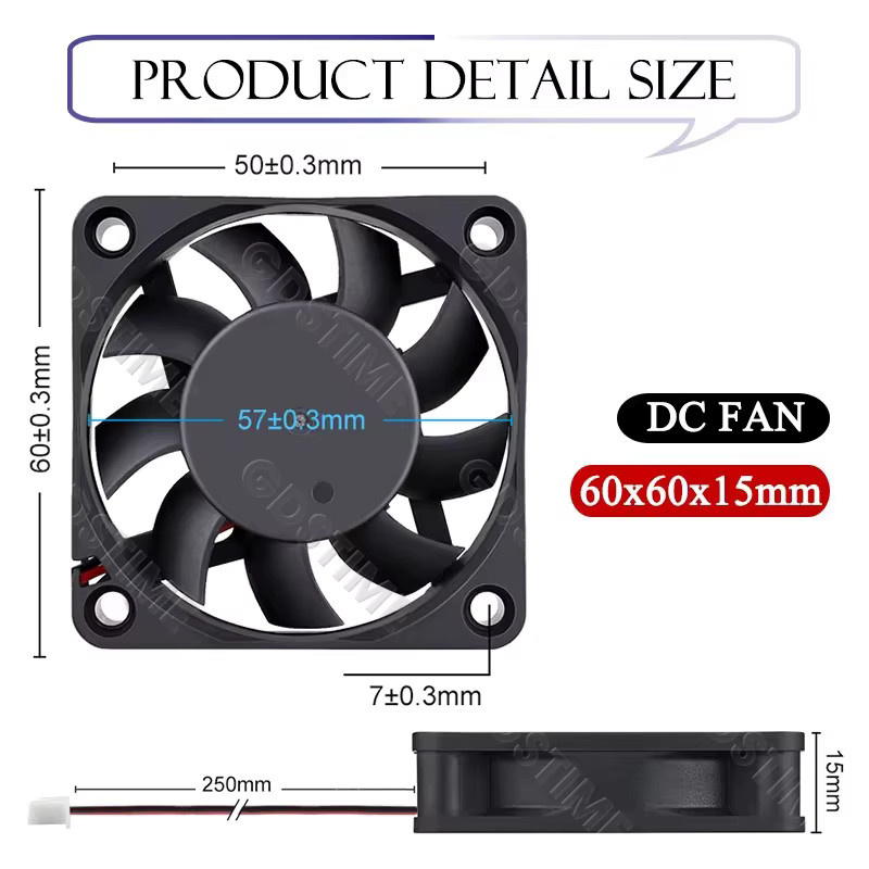 Gdstime Axiallüfter 6015 Schwarz, bürstenloser DC-Abluftlüfter für PC und CPU-Kühlung, B/T/H: 6,0 x 6,0 x 1,5 cm - Bild 4