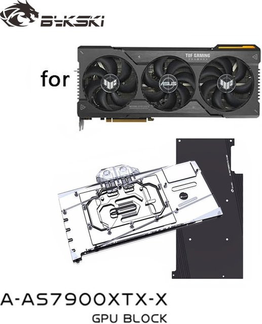 Bykski Wasserblock für ASUS TUF Radeon RX 7900 XT / XTX GAMING OC GPU-Karte mit Kupferkühler und RGB-Radiator, transparent - Bild 1