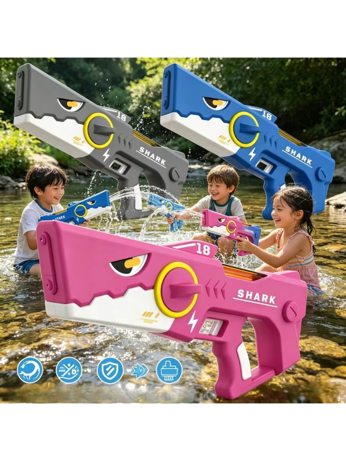 CTMA Elektrische Wasserpistole, Hai-Design, Meerestiere, Grau, Grün - Bild 6