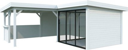PALMAKO Pavillon Lenna aus Fichtenholz mit Pultdach, weiss lackiert, B/T/H: 588 x 588 x 245 cm - Bild 1