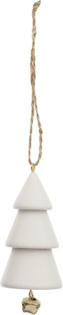 Rico Design Holzhänger Tanne mit Glocke in Weiß für Weihnachten und Advent, B/H: 4 x 9,5 cm - Bild 1