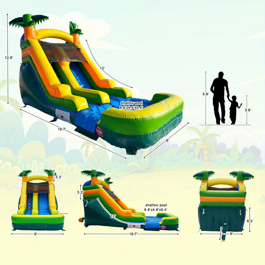 Ejia Wasserrutsche mit Pool-Bounce-Haus, mit Gebläse, Bunt / Mehrfarbig - Bild 3