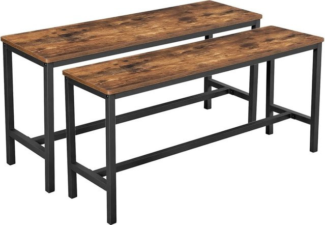 Vasagle Sitzbänke 2er Set für Esszimmer und Küche in Braun im Vintage-Design, B/T/H: 108 x 32,5 x 50 cm - Bild 1