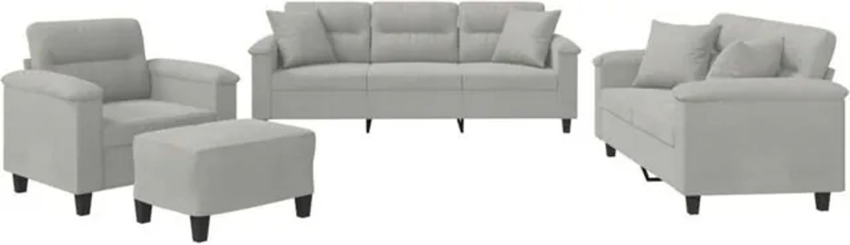 Vidaxl 4-tlg. Sofagarnitur in Grau aus Mikrofasergewebe mit Metallgestell im modernen Design - Bild 1