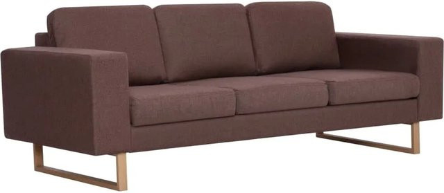 vidaXL 3-Sitzer-Sofa aus Stoff in Braun mit Holzrahmen und Armlehnen B/T/H: 200 x 82 x 75 cm - Bild 1