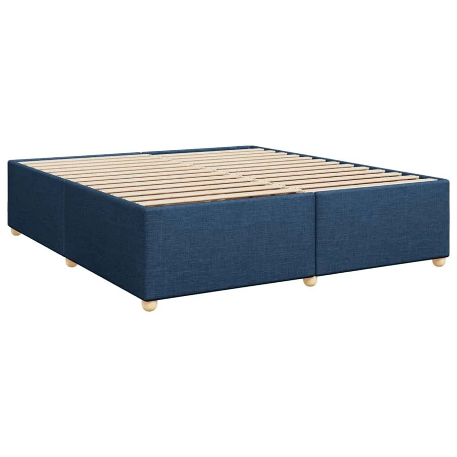 vidaXL Bettgestell aus Kiefernholz und Stoff in Blau B/T/H: 200 x 200 x 46 cm - Bild 2