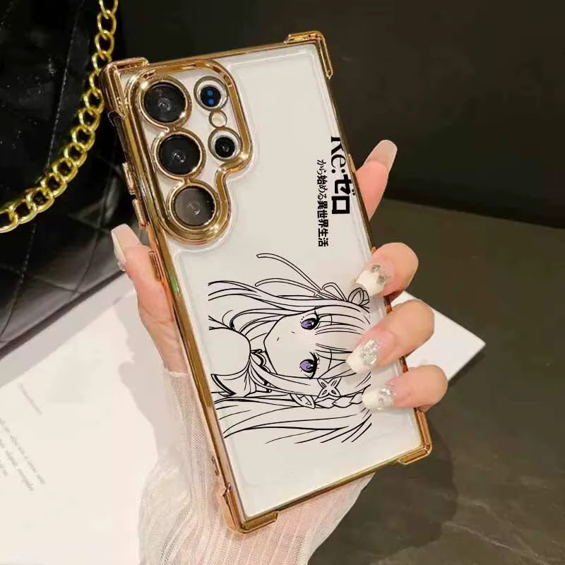 Rem Emilia Anime Handyhülle für Samsung Galaxy S26 S25 S24 S23 S22 S21 S20 Edge Ultra Plus FE, Sturzsichere Schutzhülle mit Galvanisierung - Bild 2