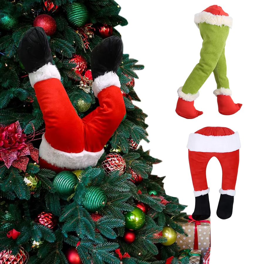 APWIKOGER Weihnachts Elf und Santa Claus Bein Ornament in Rot als hängende Dekoration für den Weihnachtsbaum, Zimmer und Garten - Bild 3