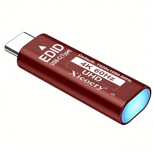 USB-C Dummy-Stecker EDID-Emulator Headless Ghost Display Adapter für virtuellen Monitor, Full HD 1080p60Hz, kompatibel mit 2K/4K, Schwarz - Bild 1
