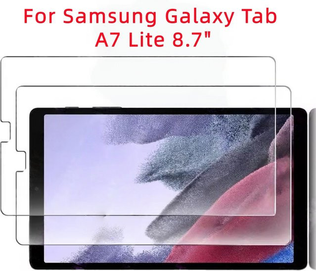 2 Stück Samsung Galaxy Tab A7 Lite 8,7 Zoll 2021 SM-T220 T225 HD-Displayschutzfolie aus gehärtetem Glas, transparent - Bild 1