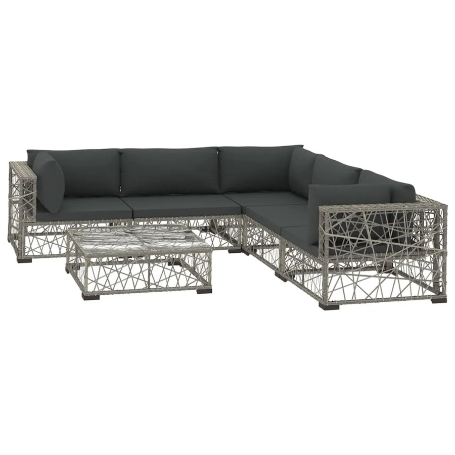 vidaXL 10-teiliges Garten-Lounge-Set aus Poly-Rattan mit Kissen in Grau - Bild 2