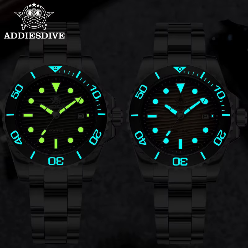 ADDIESDIVE Armbanduhr, Quarz, Edelstahl, 41 mm, Herren, Schwarz, 20 ATM - Bild 5