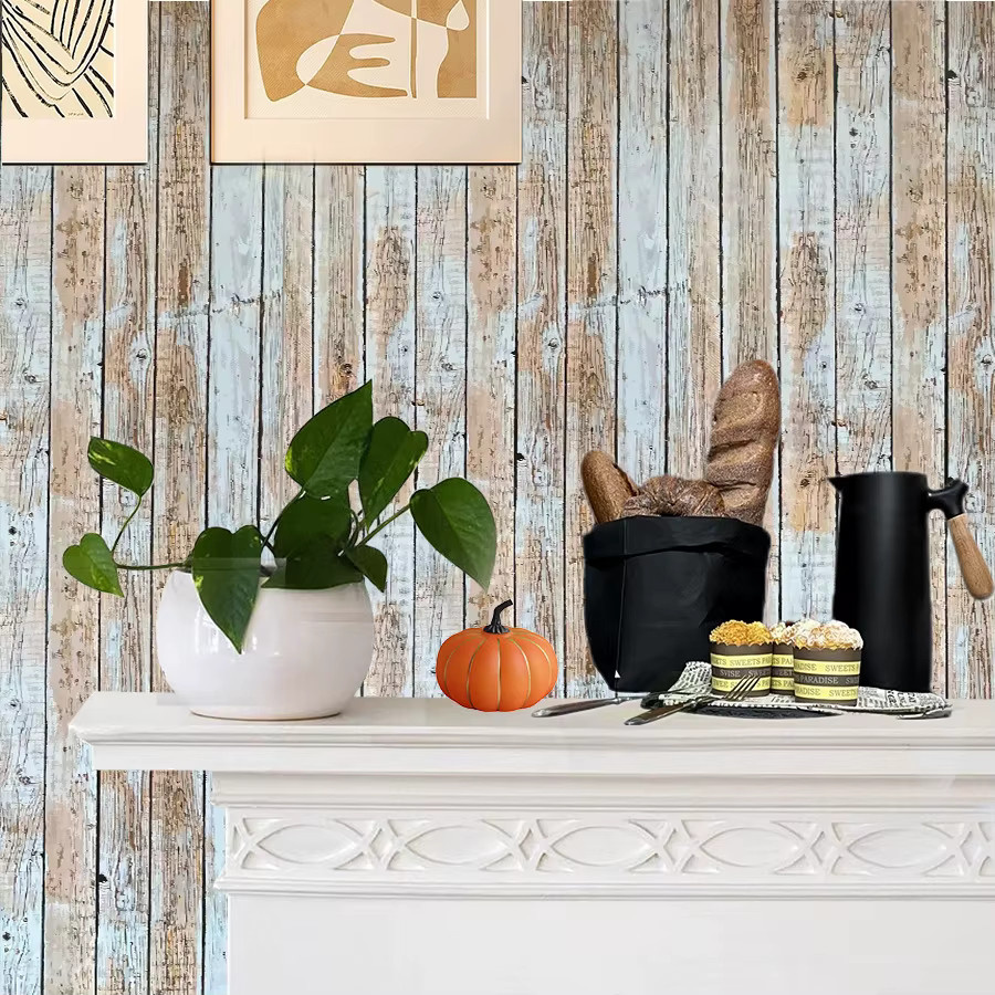 TTOKKONG WALLPAPER 3D-Tapete aus weißem Ahornholz in Vintage-Optik, selbstklebend und wasserfest aus PVC - Bild 2