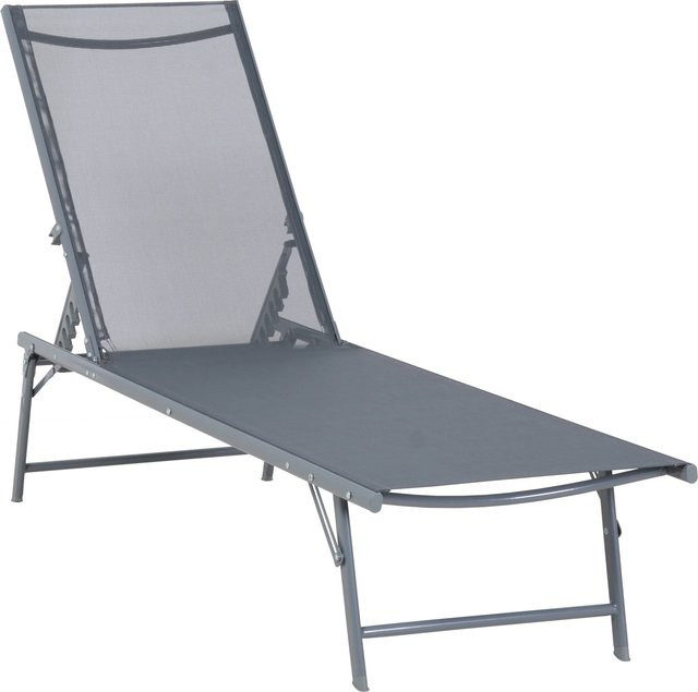 Sonnenliege Casma aus Stahl mit grauem Textilene-Gewebe, B/T/H: 192 x 55 x 86 cm - Bild 1