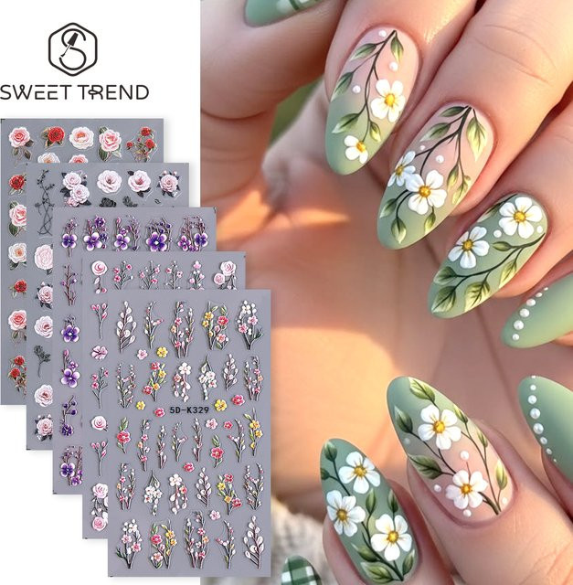 SWEET TREND Nagelaufkleber Blumen-Set, 5-teilig - Bild 1