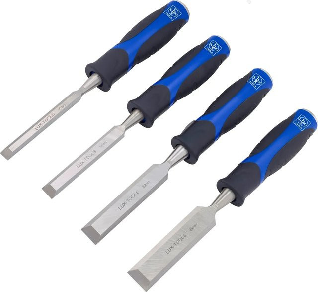 LUX-TOOLS Stechbeitel Satz 4-teilig aus Chrom-Vanadium-Stahl in Blau - Bild 1