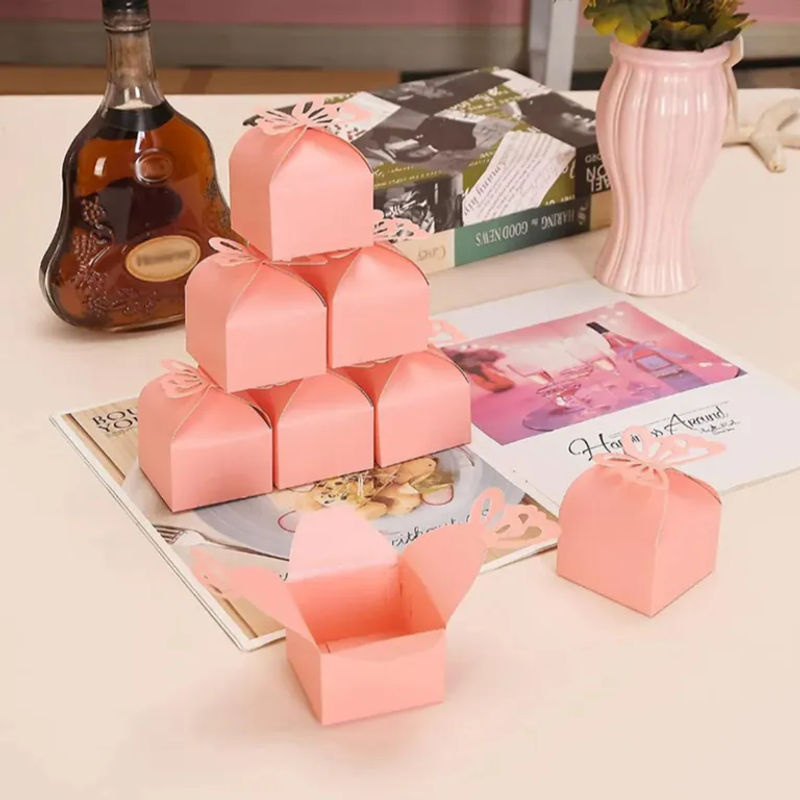 50 Stück TOMTOP JMS Schmetterling Gastgeschenkboxen in Rosa für Hochzeit und Party - Bild 4