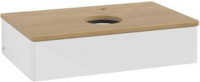 V&B Waschtischunterschrank Antao ohne Frontstruktur in Eiche Honig und Weiß Lack, B/T/H: 80 x 50 x 19 cm - Bild 1