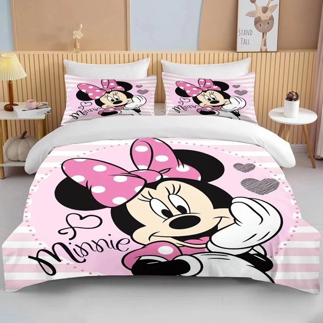 Yiran Home Minnie Maus Bettwäsche Set aus Polyester in Pink, bestehend aus Bettbezug und Kissenbezug, Maße: B: 135 cm, H: 200 cm - Bild 1
