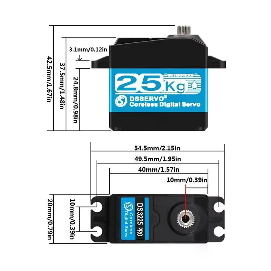 Stemedu DS3225 Pro Coreless Digital Servo RC Servos Motor, Metall, Wasserdicht - Bild 3