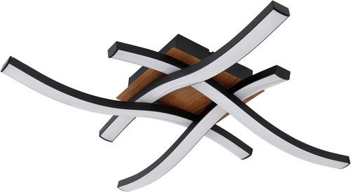 GLOBO LIGHTING LED Deckenleuchte Evita in Schwarz mit Holzoptik und inklusive Leuchtmittel, Durchmesser: 43 cm - Bild 1